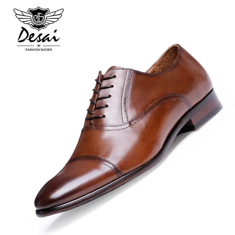 comprar DESAI Marca Grain Completa Couro Homens de Negócios Vestir Sapatos de Couro Retro Patente Sapatos Oxford Para Homens Tamanho DA UE 38 47