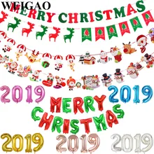 

WEIGAO Christmas Garland Santa Claus Wall Hanging Banner Ornaments Snowman Flag Banner for Christmas Decorations New Year 2019
