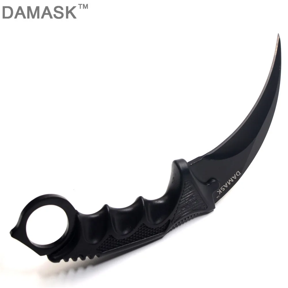 

DAMASK New Arrial CSGO Karambit Practical Outdoor Knives Counter Strike Knives Survival Fighting Camping Tools Black Pattern