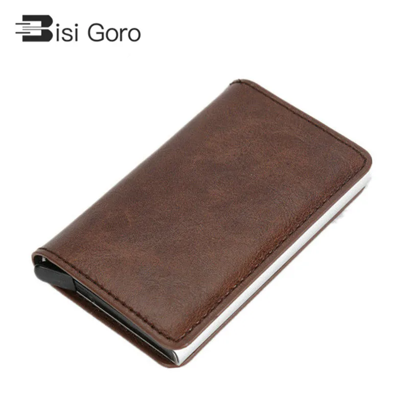 

BISI GORO 2019 Business Card Holder for Plastic Cards Purse Women Men Credit Card Case Automatic Credit Cards Women Wallet