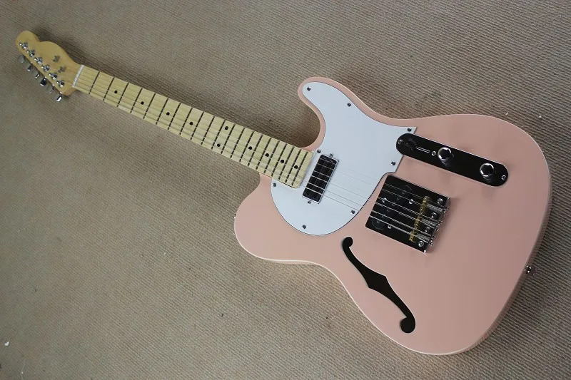 

Telecaster Free Shipping Factory custom shop New Top Quality custom pink color TL F hollow body jazz electric guitarr 914