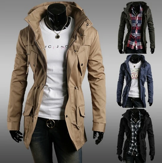 Free Shipping!2015 New Autumn Brand Korean Men's Slim Fit Jacket Fashion Casual Single Breasted Long Wind Coat Plus Size | Мужская