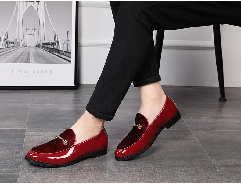 Mens Casual Shoes' Loafers Slip-On Men Shoes Luxury Brand Big Size 12 PU Patent Leather Men Loafer Shoes Black Driving Shoe New  (4)