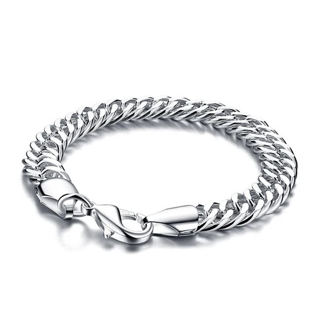 Fashion Solid Design 925 Sterling Silver Bracelet Jewelry Pure Fashion Solid Design 925 Sterling Silver Bracelet Jewelry Pure 10mm 20cm Men Boy