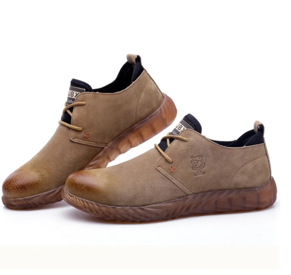 Fashion Men's work safety boot steel toe safety shoes bulletproof material soles lightweight insulation site welder
