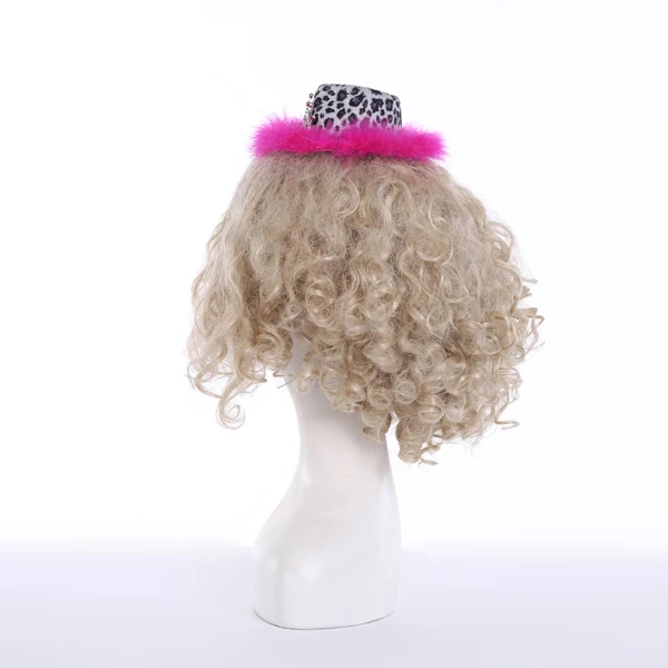 Девичник подарок Мода Gemstone диадемы леопардовым принтом Мини Top Hat с розовым перо поля для девичник свадьба поставок