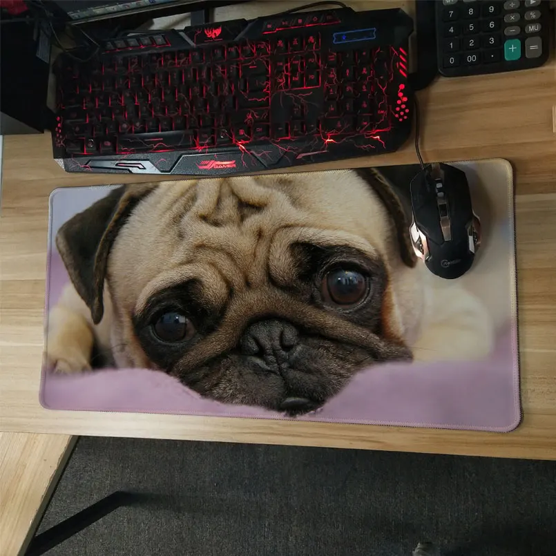 pug funny animals wallpaper notbook computer Gaming Rectangle Silicon Durable Mouse Pad Computer Mouse Mat (8)
