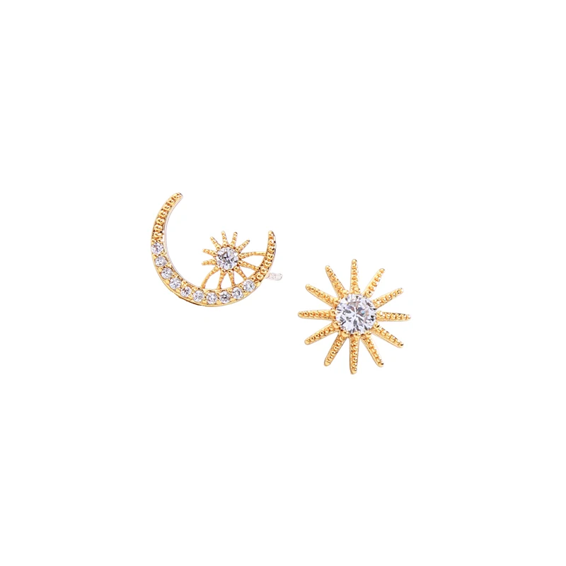 KISS ME New Gold Color Copper Material AAA Zircon Earrings for Women High Quality Star Moon Stud Earrings Fashion Jewelry - Image 3