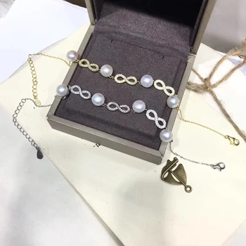 

Trendy 925 Sterling Silver Bracelet Settings Findings Mountings Base Parts Bangle for Akoya Edison Pearls Jade Coral Beads