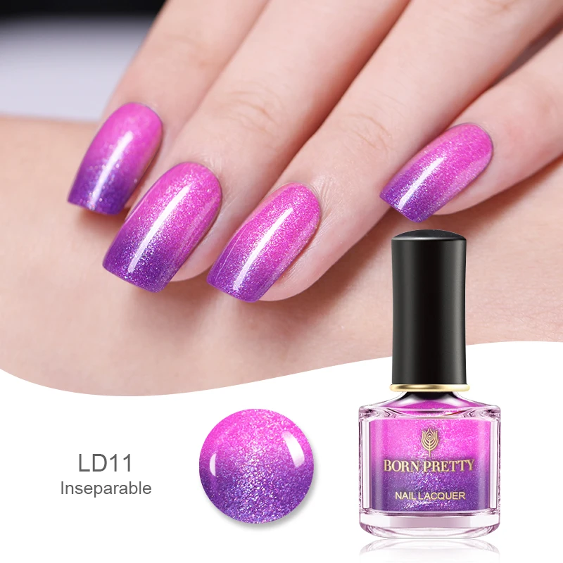 Родился довольно Термальность лак для ногтей Nail Art Лаки Цвет изменение Shimmer Цвет ful Температура изменить Маникюр 6 мл - Цвет: BP-LD011