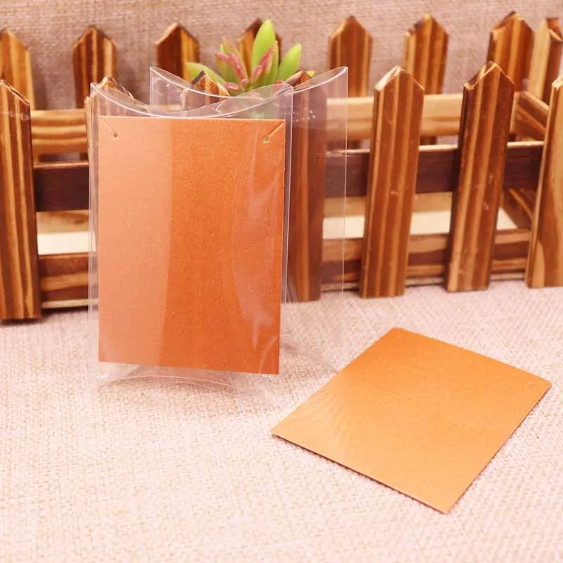 DIY 10x7x2 см прозрачный ПВХ упаковочная коробка с подушечкой для конфет Свадебный посылка ПВХ подушка подвесная карточка украшений картонная подарочная коробка - Цвет: Orange