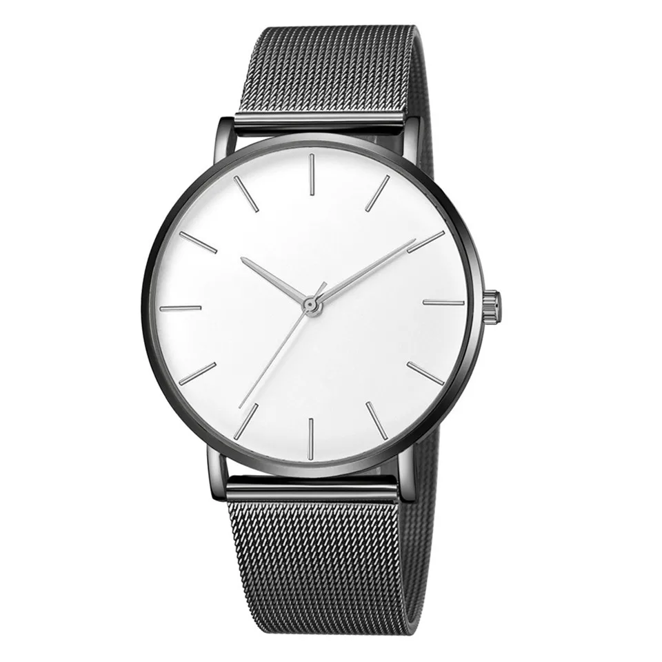 Популярные мужские часы в стиле милитари, минималистичные часы из розового золота, спортивные аналоговые кварцевые часы, брендовые Relogios Reloj Hombre Montre Homme - Цвет: Black Silver white