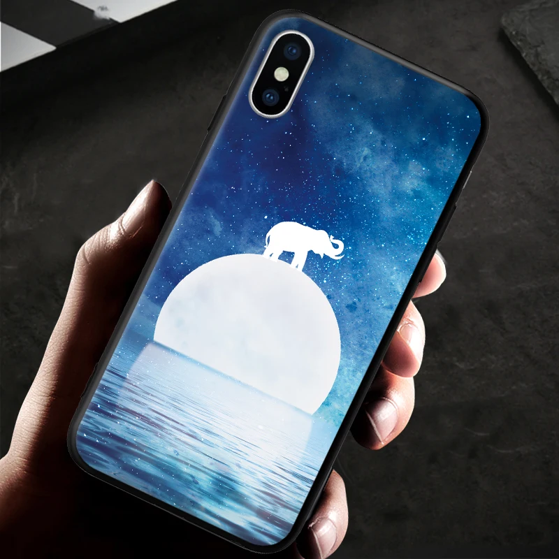 Замечательный синий звездный силуэт узор для iPhone 5 5S SE 6 6S 7 8 Plus X XR XS Max жесткий
