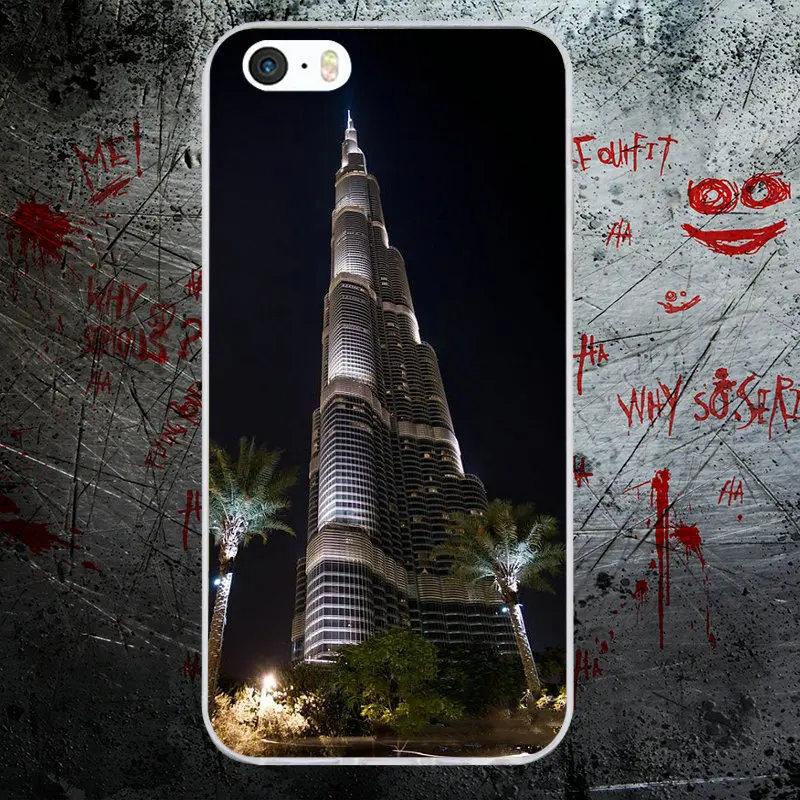 Для iphone 7 6S 6 8 Plus 5 5S 5C SE X 4 4S чехол Spft защитный на телефон сумка Дубай Burj Khalifa Tower