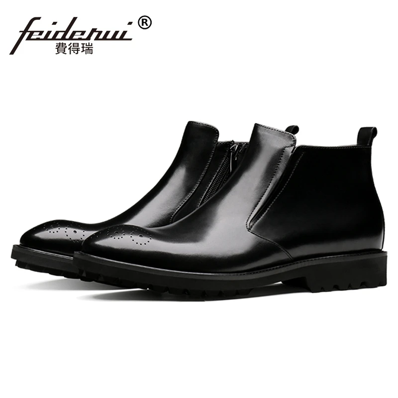 Classic Round Toe Man Chukka Formal Dress Platform Shoes Full Grain Leather Men's Handcrafted Cowboy Ankle Boots JS277 |