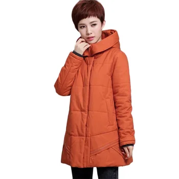 

Winter Warm Coat Women Solid Color Parkas Plus Size 5XL Female Loose Down Cotton coat Women's Casual Hooded Cotton Outerwear