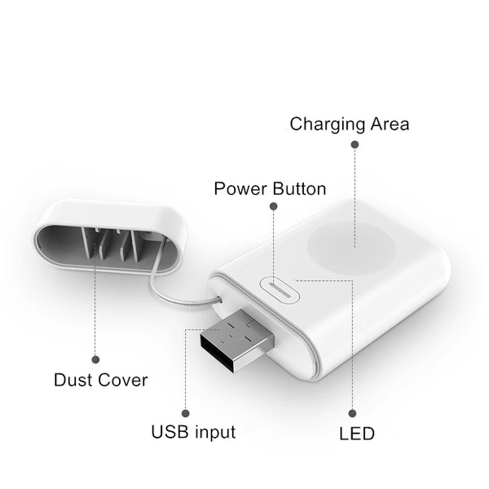 Дешево Беспроводное зарядное устройство power Bank для i Watch 4, 3, 2, 1, портативное мини зарядное устройство, внешняя зарядная док станция для Apple Watch 1, 2, 3, 4