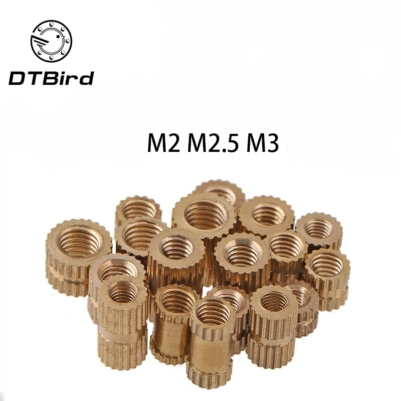 

100pcs M2 M2.5 M3 Copper Inserts Brass Double Pass Knurl Nut Embedded Fastener