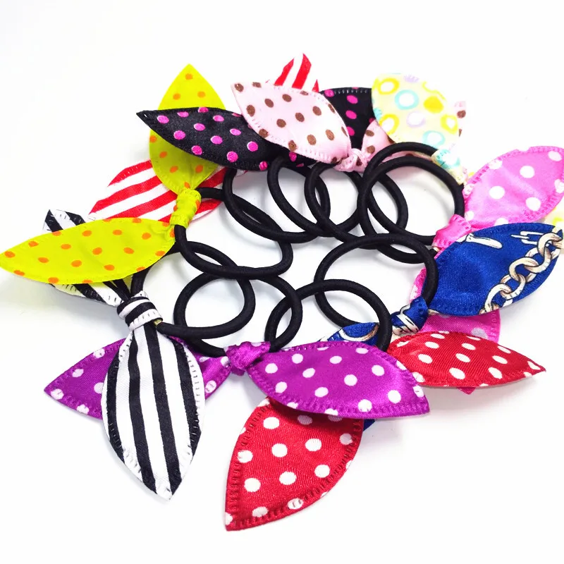 

Lovely Dots Rabbit Ear Elastic Hair Rubber Band For Kids Girl Lady Fashion Hair Accessories Headwear Ponytail Holder Head Rope