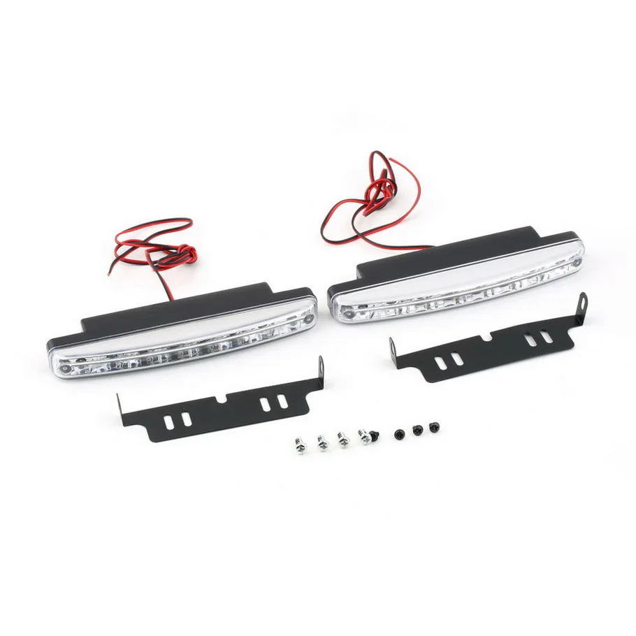 2Pcs Universal Car Daytime Running Lights 8 LED DRL Daylight Kit Super