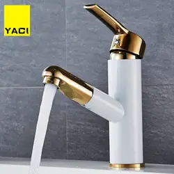 YACI раковина смеситель кран 360 градусов Поворот Тип бассейна кран белый и золотой хромированный смеситель для ванной комнаты