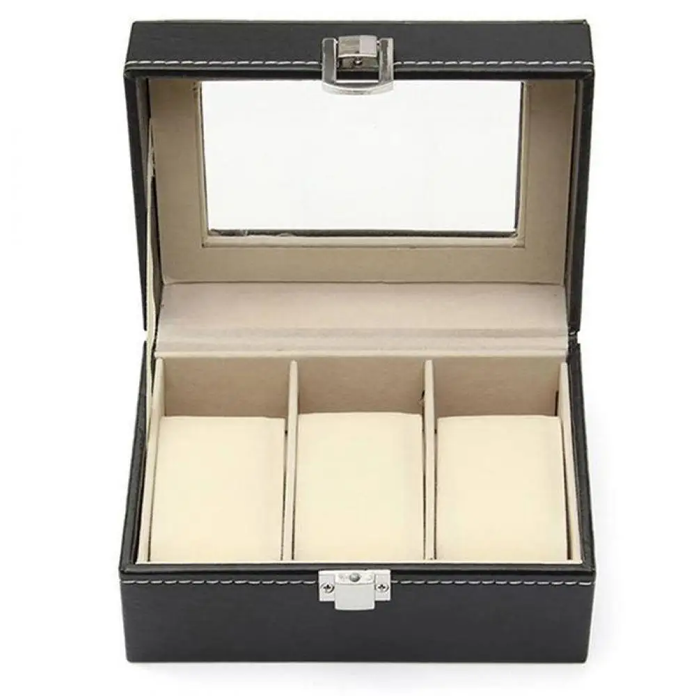

Rectangular 3 Grid Watch Box Display Collection Case Watches Boxes Holder Organizer New Metal Buckle Jewelry Gift Box