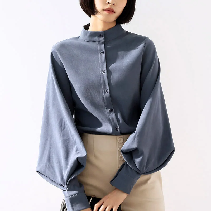 

Women Blouses 2019 Fashion Long lantern Sleeve Blouse Shirt Solid Elegant White Office Lady Shirt Casual Tops Blusas Chemise Fe