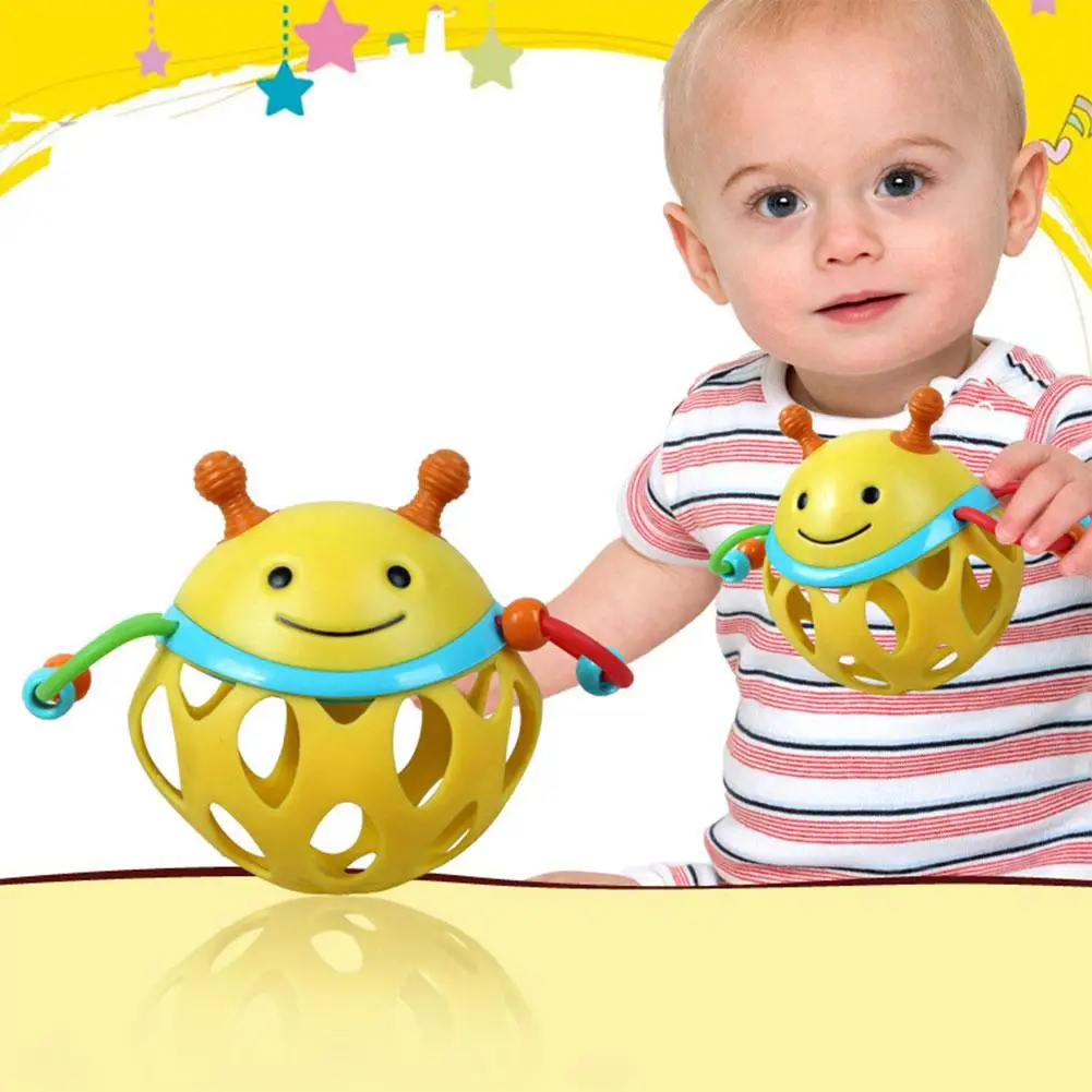 Детский Прорезыватель мяч мягкая резиновая полый Погремушка мультфильм игрушка в виде животного мяч обучающая игрушка подарок для мальчиков и девочек zk30