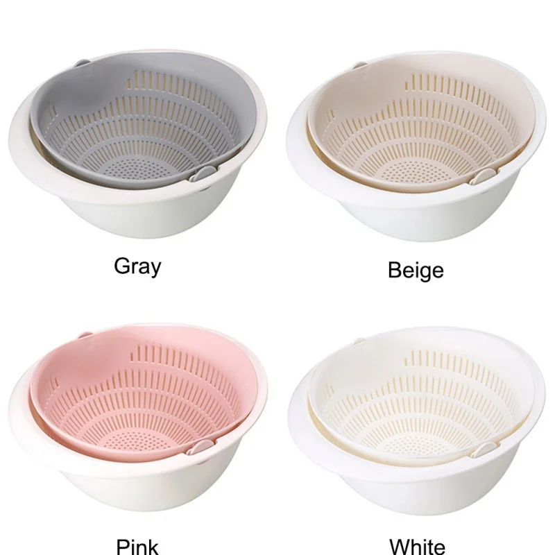 المطبخ استنزاف سلة غسل الفاكهة الخضار المحمولة انفصال مزدوجة-طبقة الجوف سلة التخزين المنظم