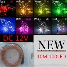 33Ft 100 светодиодный медный провод Звездные огни Светодиодный гирлянды наружные рождественские изящные свадебные светильники 12 В DC в комплекте адаптер питания