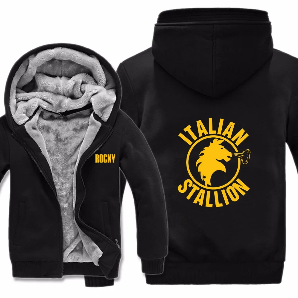 

Rocky Balboa Hoodies Jacket Winter Men Casual Wool Liner Fleece Italian Stallion Sweatshirts Hoody Pullover