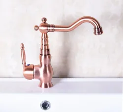 Antique Red Copper Brass Single Lever Handle Bathroom Kitchen Basin Sink Faucet Mixer Tap Swivel Spout Deck Mounted mnf135