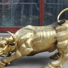 USPS в США S2495 4" Китайский Зодиак Год Животных Фэншуй Латунь Богатство Bull Быки Статуя Скульптура