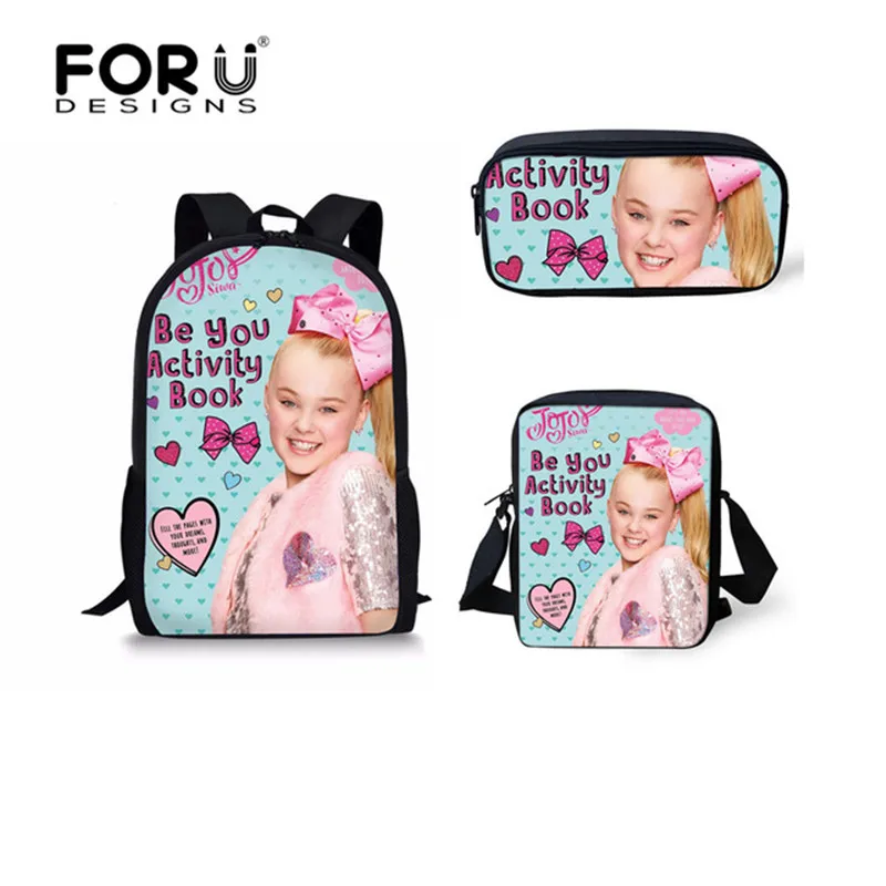 FORUDESIGNS/милые школьные сумки для девочек-подростков, суперзвезда JoJo Siwa, принт, детские сумки на плечо, повседневные школьные сумки для студентов - Цвет: HK7013CEK