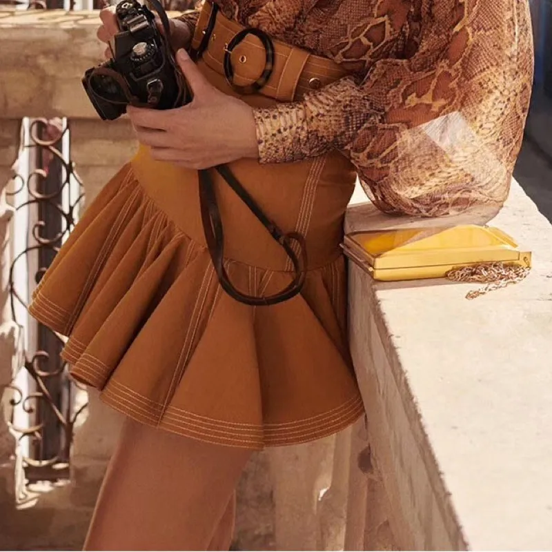 

EXCOSMIC Fashion High Quality Designer Summer Mini Embroidey Balls Boutique High Street Mini Elegance Skirt 2019SS