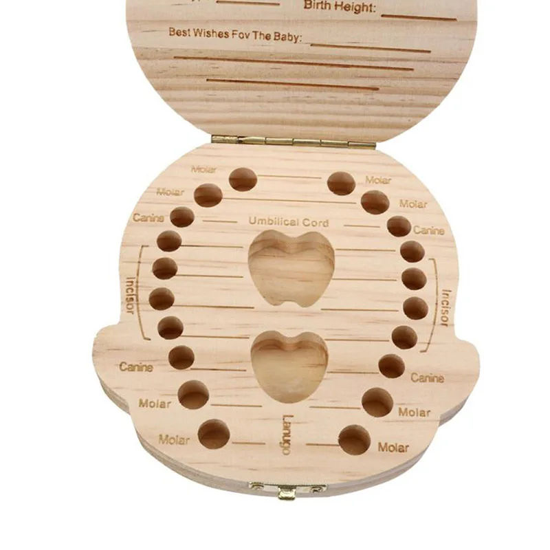 ONNPNNQ Baby Milk Tooth Box Organizer For Baby Save Teeth Wood Storage Box tooth house Case Holder as a Gift For Kid Boy Girl7