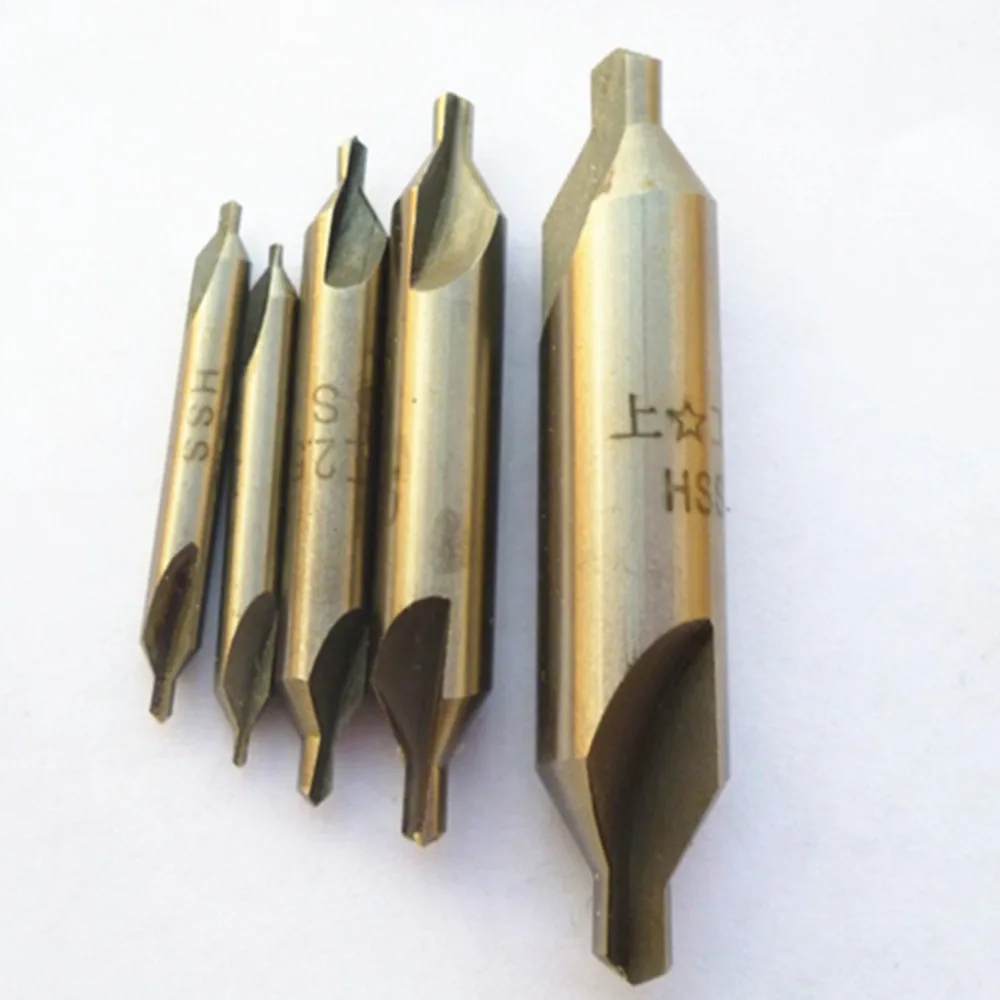 Hot 5 HSS Combined Center Drills Countersinks 60 Degree Angle Bit Set