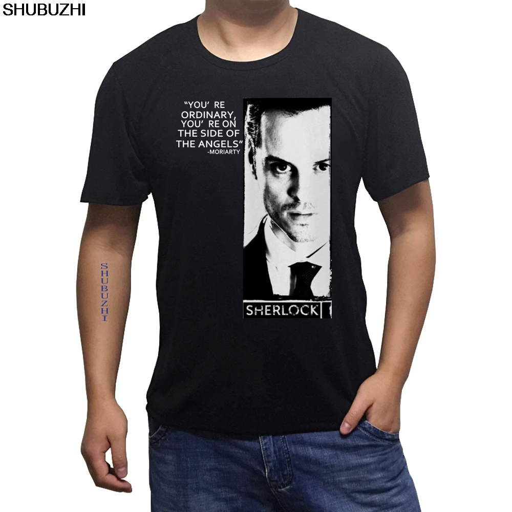 

New Summer Cool Fashion Harajuku Tee Shirt Adult White Detective Tv Show Sherlock Holmes Moriarty Quote T-Shirt Tee sbz1042