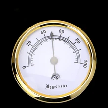 Высокое качество Практические позолоченный круглый регулируемый hygroset сигары гигрометр