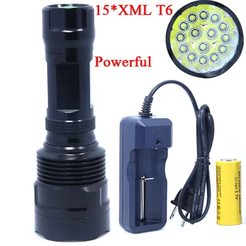 

15T6 High Power 20000 Lumen 15 x XML T6 LED Flashlight Torch Waterproof Self-defense 5 Mode 26650 Battery LED Flash Light Lamp