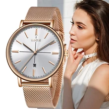2019 LIGE New Rose Gold Women Watch Business Quartz Watch Ladies Brand Top Luxury Ladies Watches Girl Clock Relogio Feminino+Box top brand luxury gold women watches steel quartz ladies rose bracelet watch casual clock lovers girl simple wristwatch relogio