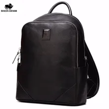 BISON DENIM Genuine Leather 14″ School Laptop Backpack Men Women Travel Work Backpack Fashion Male Backpack N2527-1B
