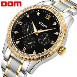 DOM золотые наручные часы для мужчин лучший бренд класса люкс модные мужские часы кварцевые наручные часы непромокаемые деловые мужские