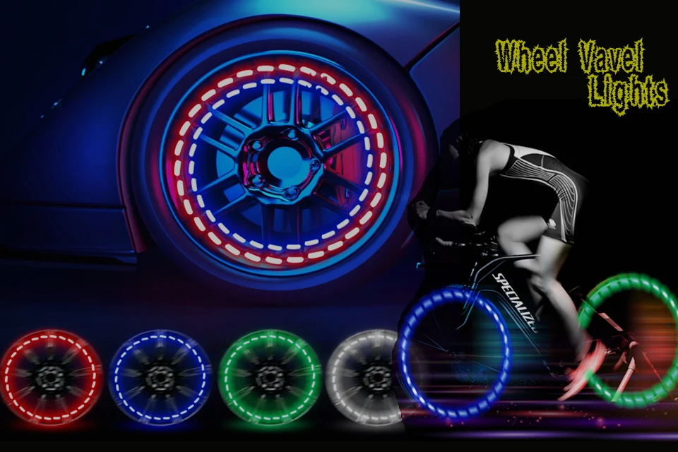 4pcs Car Auto Moto Bicycle Waterproof Solar Wheel Light Lamp Carro Flashing LED Tire Light Gas Nozzle Cap Motion Sensor Fatebike 4)
