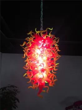 

Red and Yellow Crystal Chandelier Amazing Lamp Hand Blown Glass Chandelier LED Lights for New House Decoration