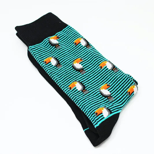 Fashion cotton fashion hip hop men's socks trend Harajuku shark tiger flamingo skateboard happy socks men's Christmas gift socks - Цвет: 5