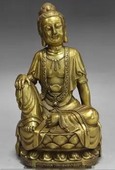 

China Folk Fane Brass Copper Waibo mother Guan Yin Kwan-yin Boddhisattva Statue