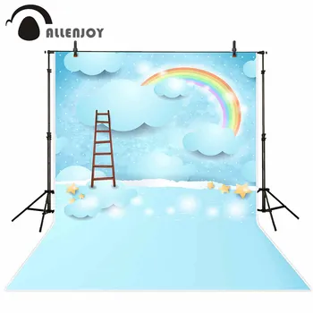 

Allenjoy photographic background Children Cartoon Blue Rainbow Night Stars Photographic background for study Photo background