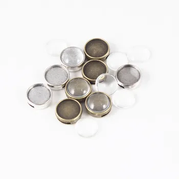 

500pcs Laser Logo Service Slider Bead Charms Cabochon Setting, Fit 12mm Round Cabochon, Hole Size 2*8mm DIY Bracelet Materials