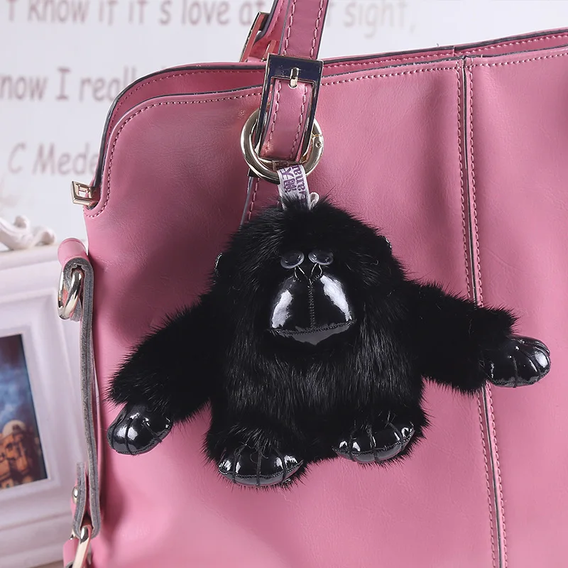 

trinket Mini Rabbit Fur Pom Pom KeyChains Women fluffy Bunny Rabbit Toy Doll Bag Car Key Ring Monster Keychain Jewelry Gift